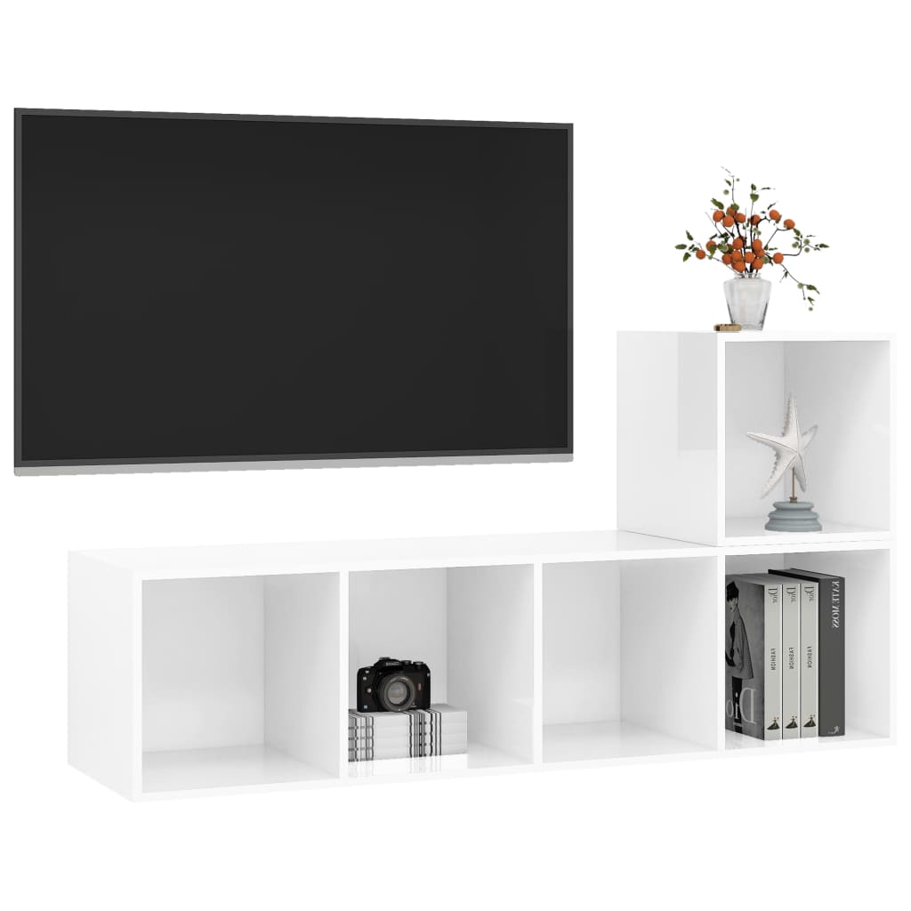 vidaXL 2-dijelni set TV ormarića visoki sjaj bijeli od iverice