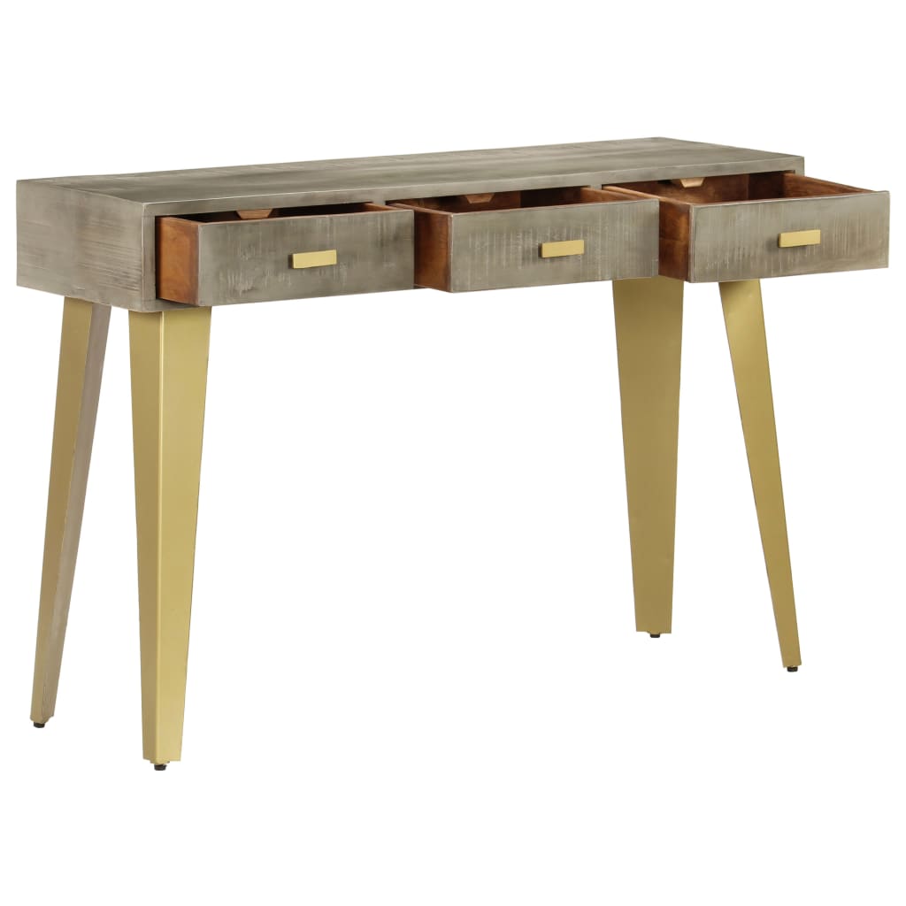 vidaXL Konzolni stol od masivnog drva manga sivo-mjedeni 110x35x76 cm
