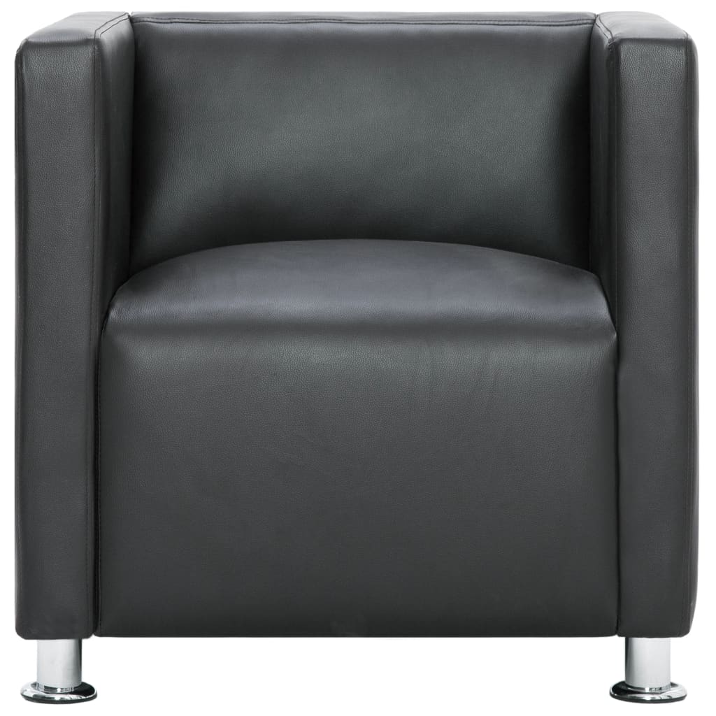 vidaXL Kockasta fotelja od umjetne kože siva
