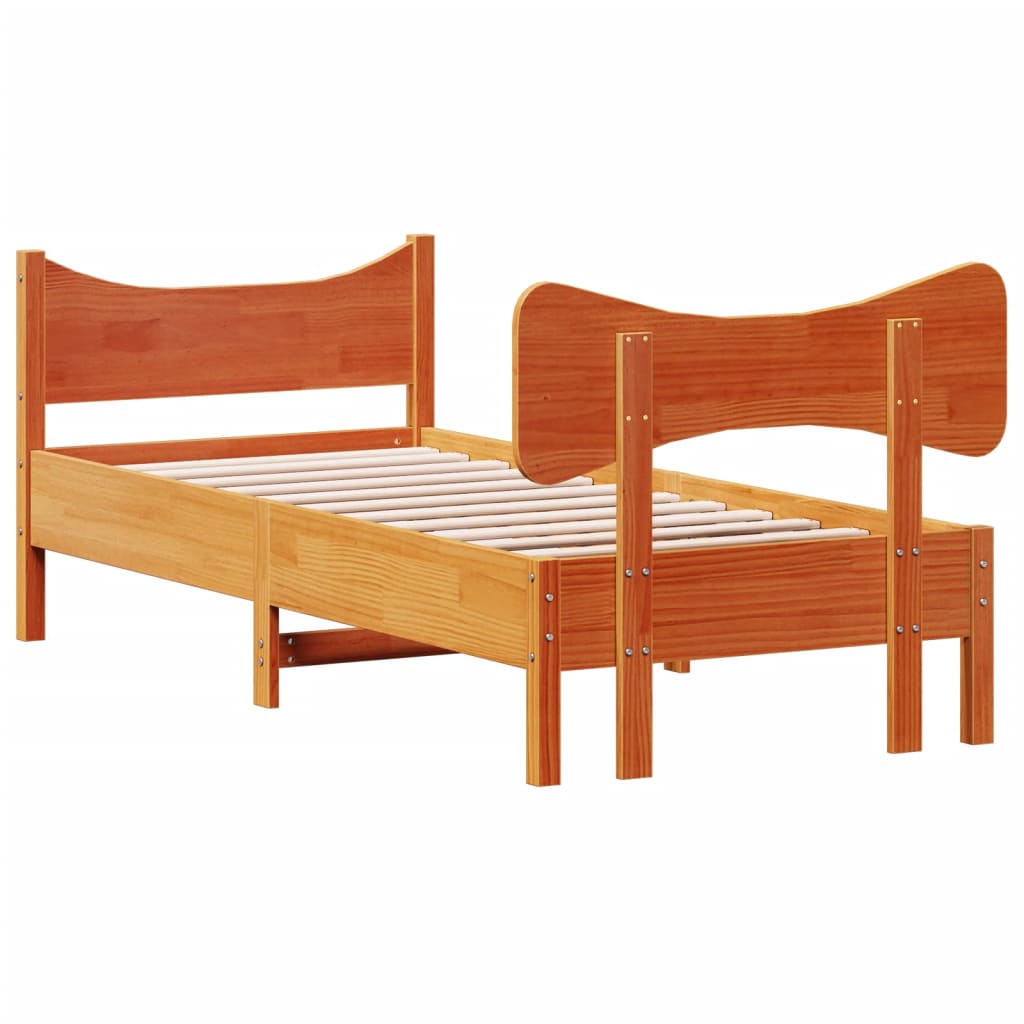 vidaXL Okvir kreveta s uzglavljem voštano smeđi 90x190 cm od borovine