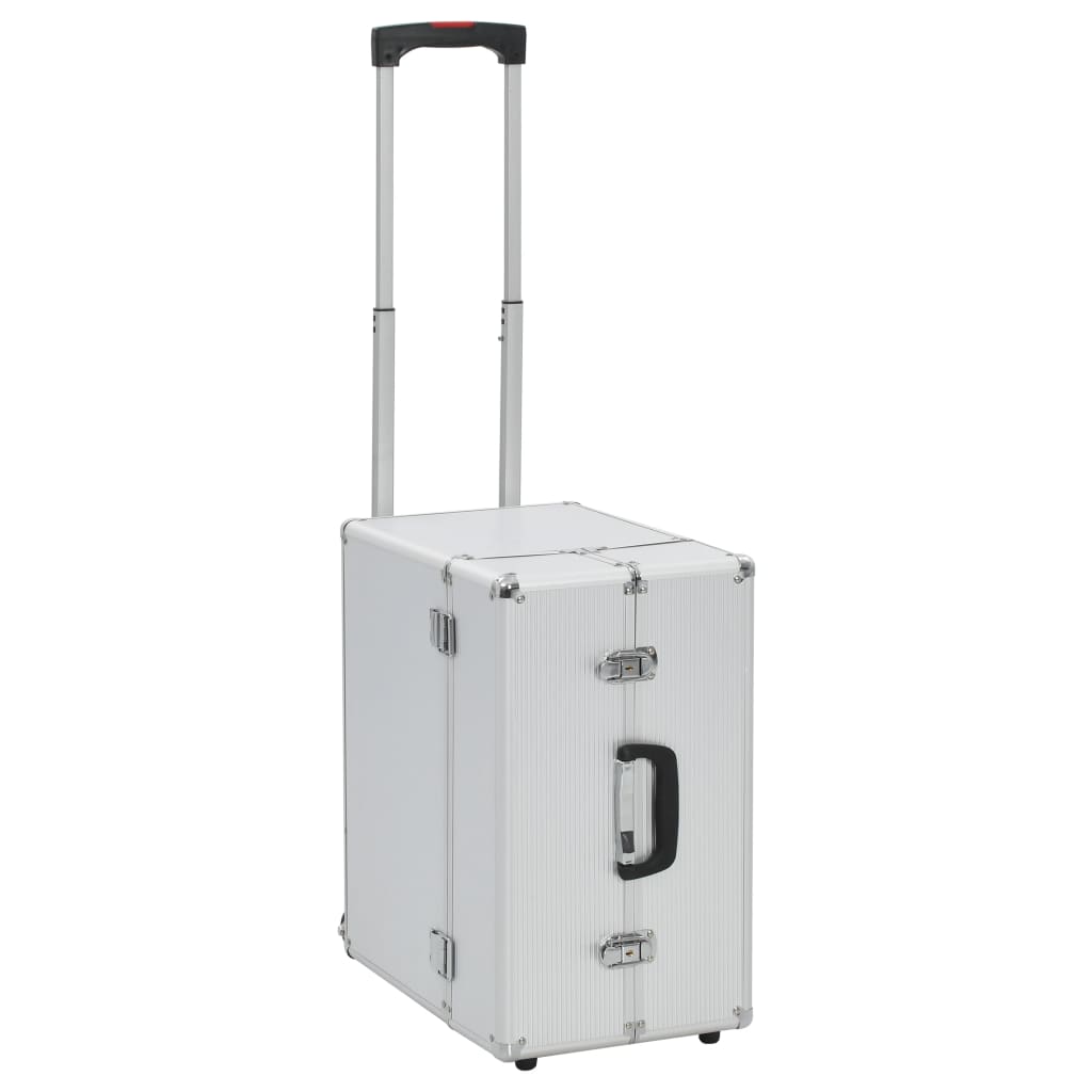 vidaXL Pilotski kovčeg s kotačima 47 x 39 x 27 cm srebrni aluminijski