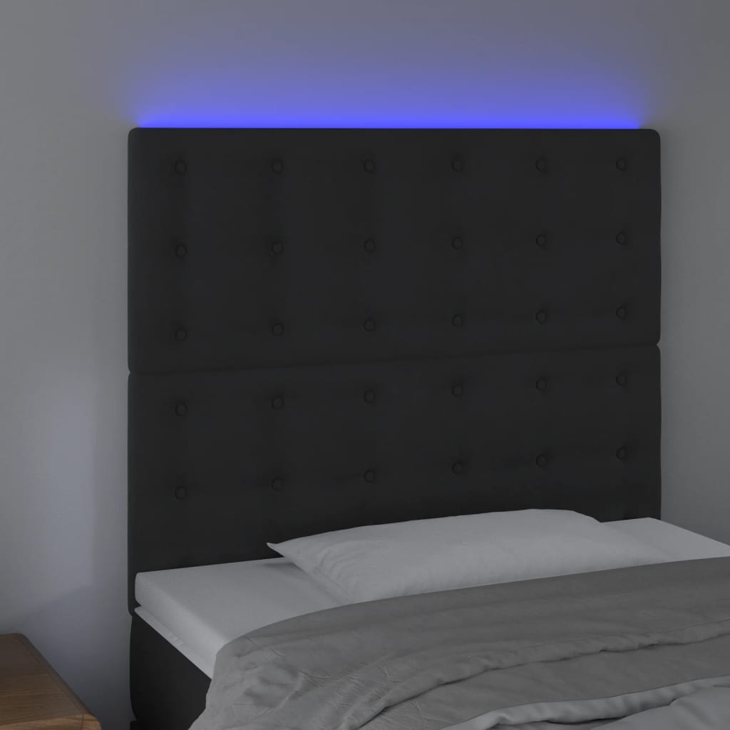 vidaXL LED uzglavlje crno 90x5x118/128 cm baršunasto