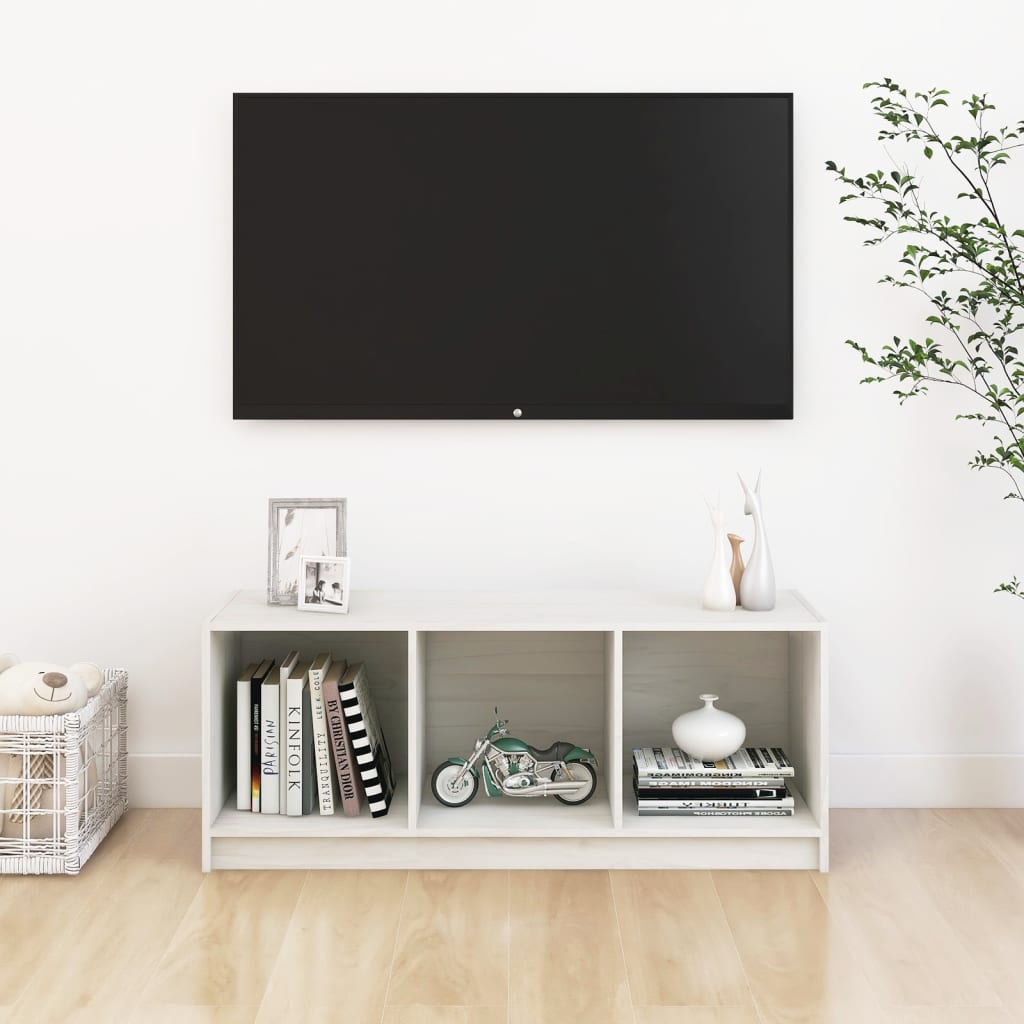vidaXL TV ormarić bijeli 104 x 33 x 41 cm od masivne borovine