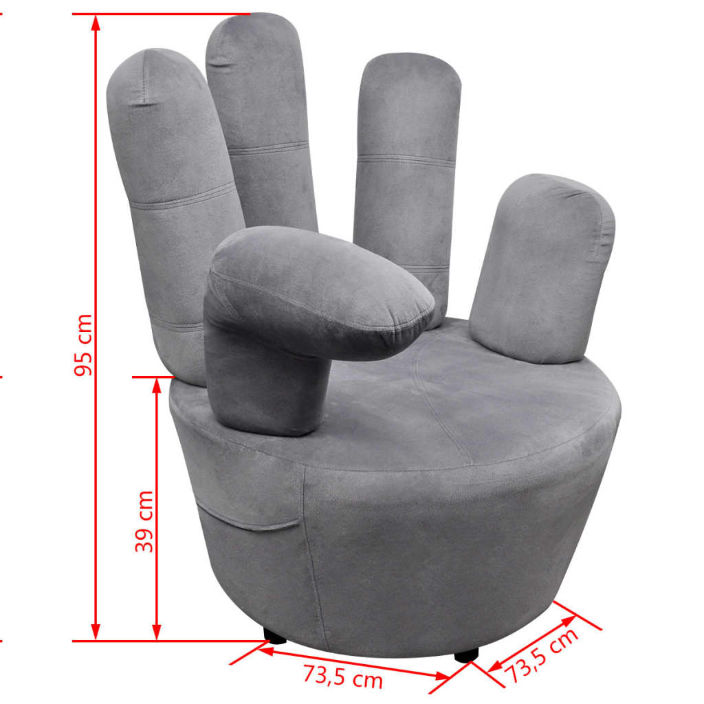 vidaXL Stolica u obliku ruke baršunasta siva