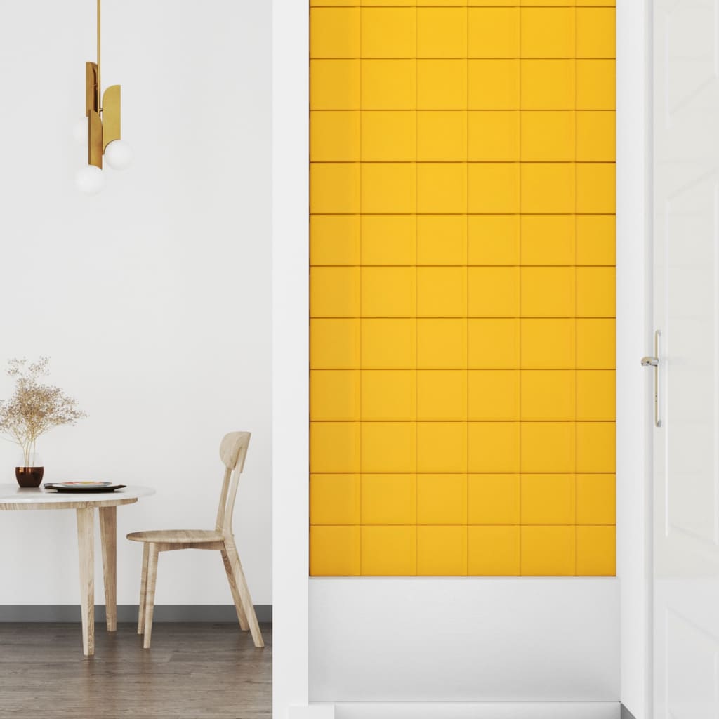 vidaXL Zidne ploče 12 kom žute 90 x 15 cm baršunaste 1,62 m²