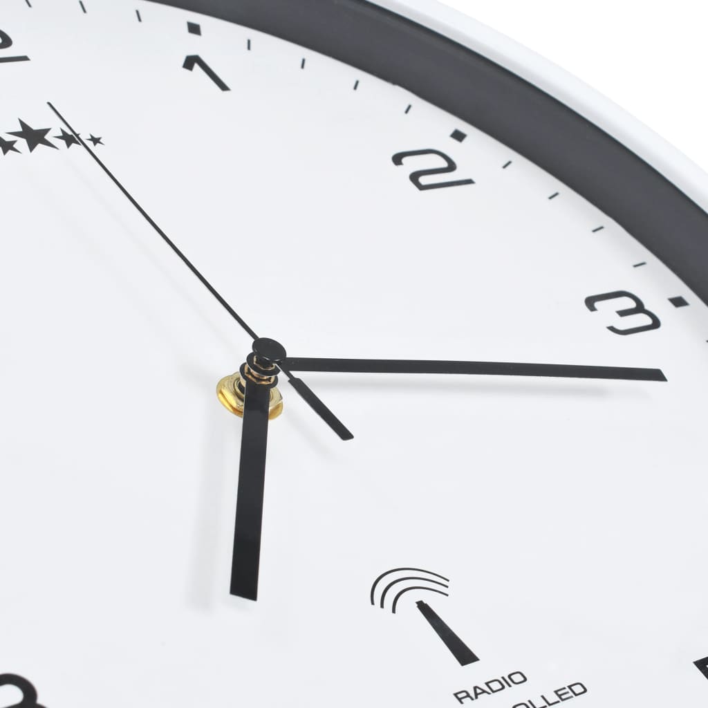 vidaXL Radijski upravljan zidni sat s kvarcnim mehanizmom 31 cm bijeli