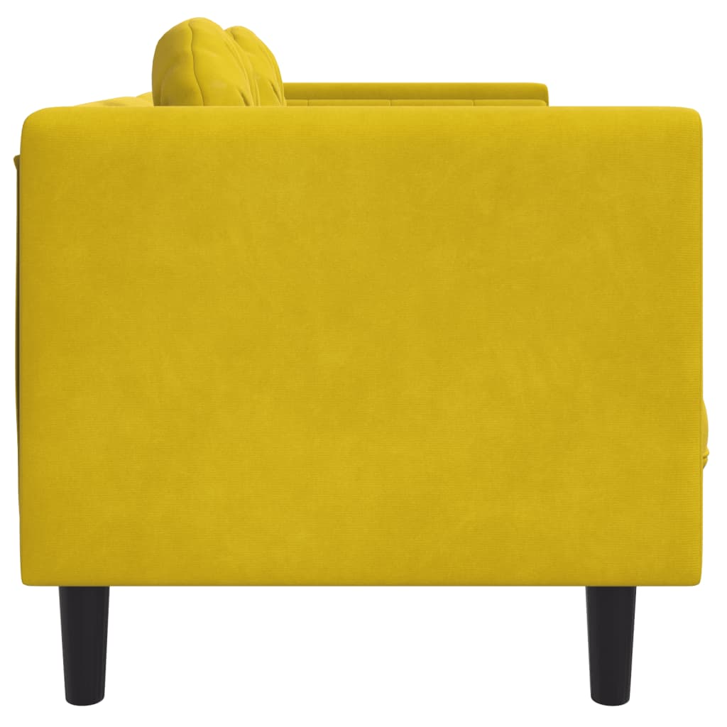 vidaXL Trosjed s jastucima žuti baršun