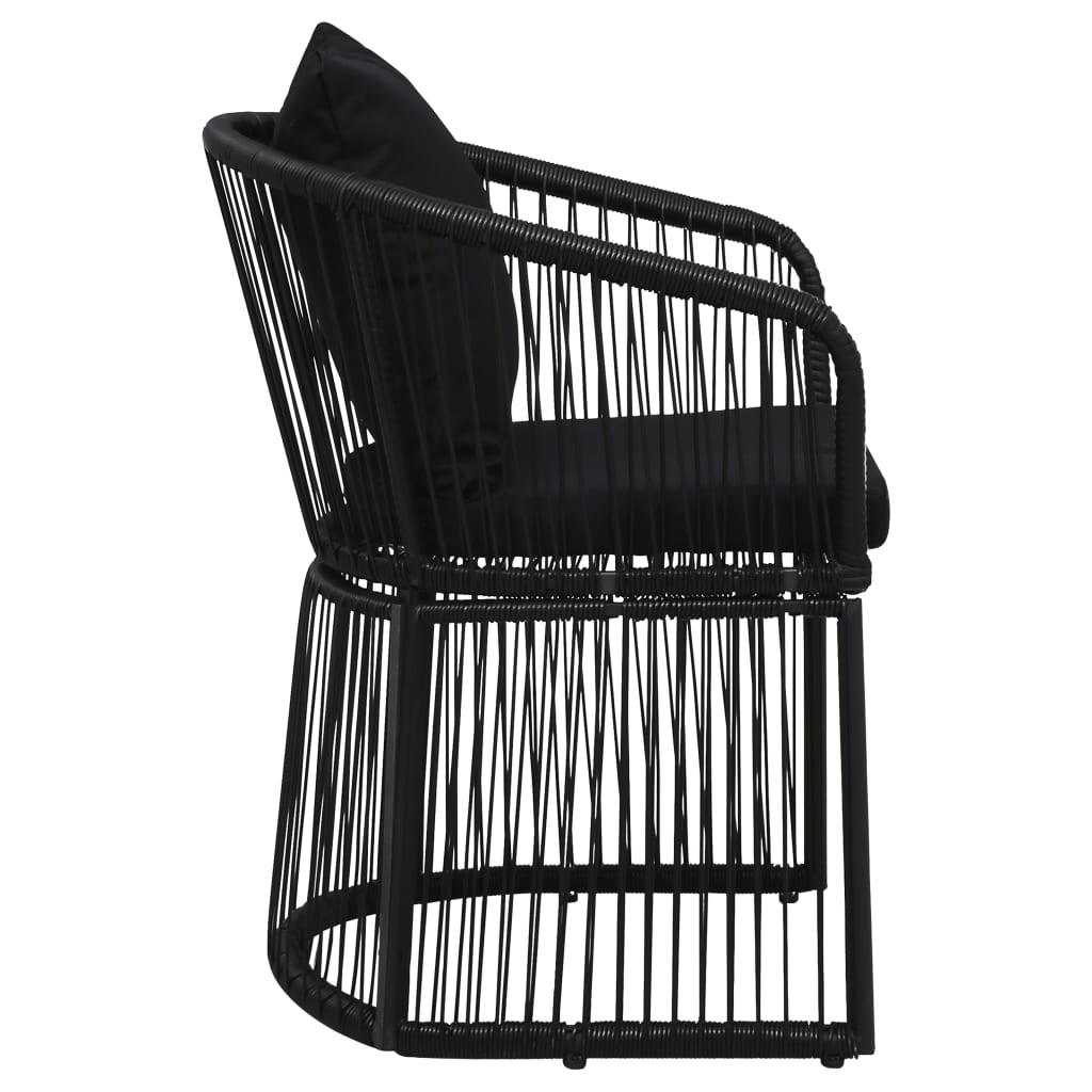 vidaXL Vrtne stolice 2 kom s jastucima od PVC ratana crne