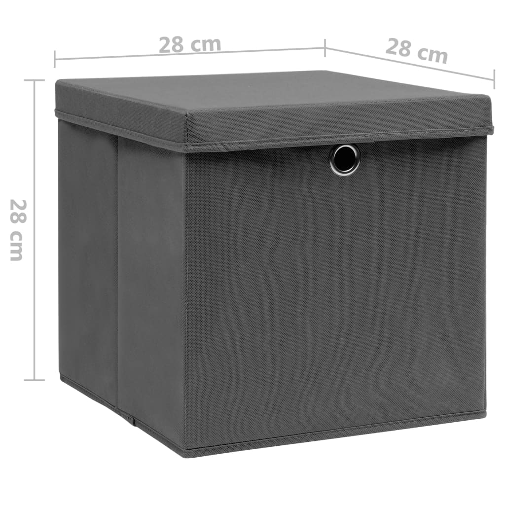 vidaXL Kutije za pohranu s poklopcima 4 kom 28 x 28 x 28 cm sive