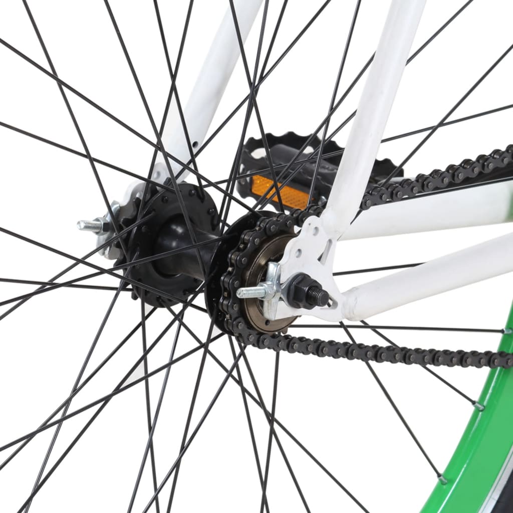 vidaXL Bicikl s fiksnim zupčanikom bijelo-zeleni 700c 59 cm