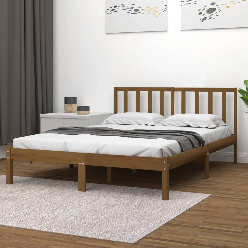 vidaXL Okvir za krevet od borovine boja meda 135 x 190 cm bračni