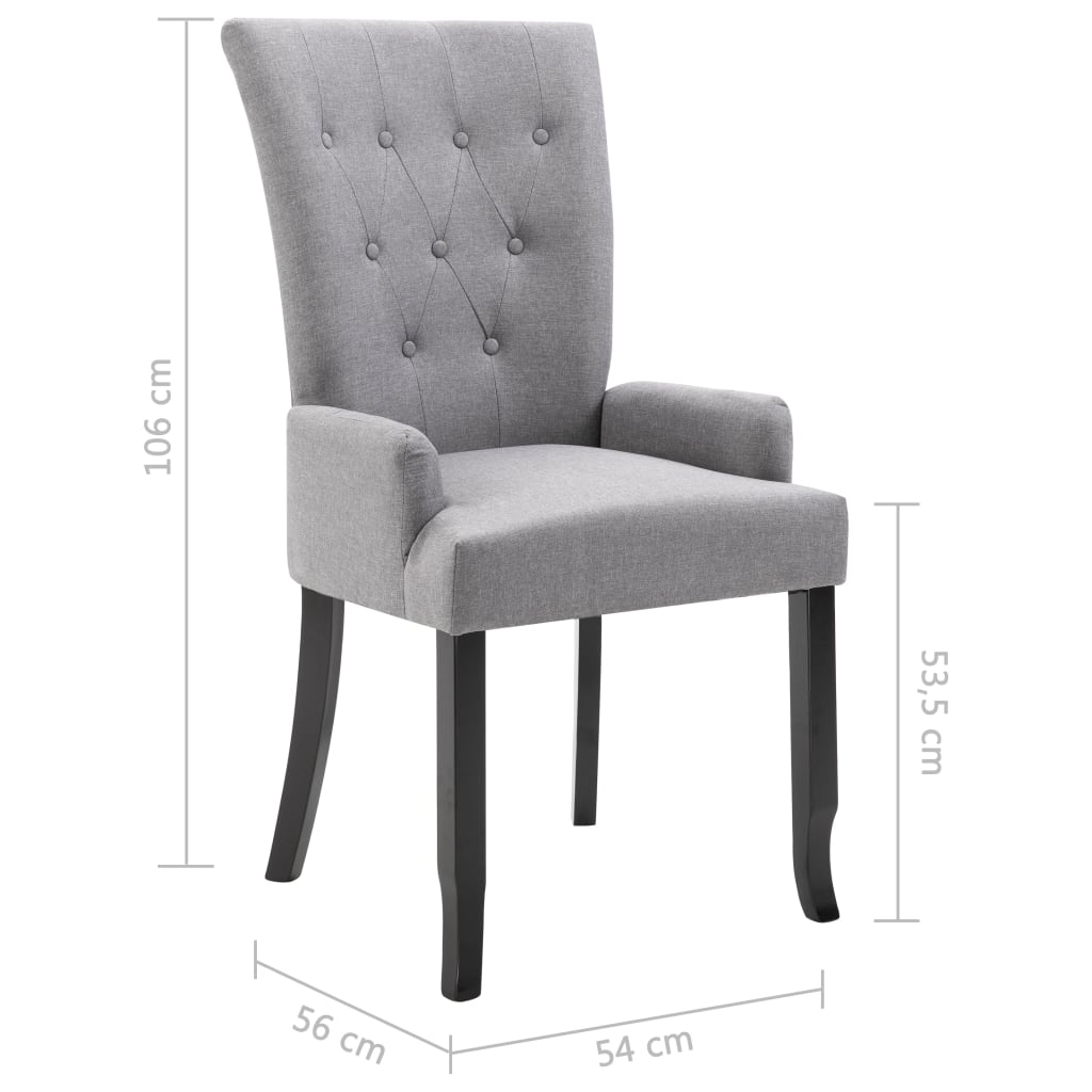 vidaXL Blagovaonska stolica od tkanine s naslonima za ruke svjetlosiva