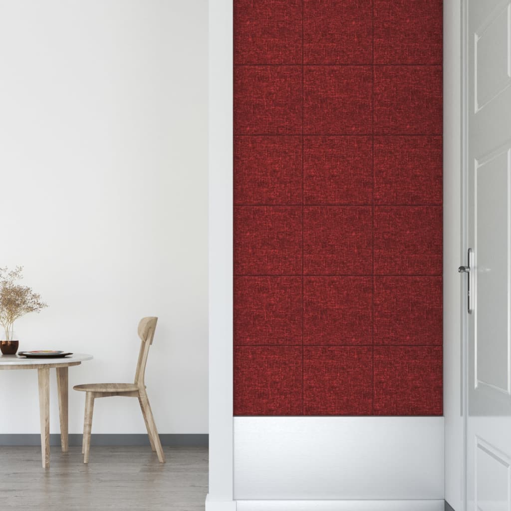vidaXL Zidne ploče od tkanine 12 kom boja vina 30 x 30 cm 1,08 m²