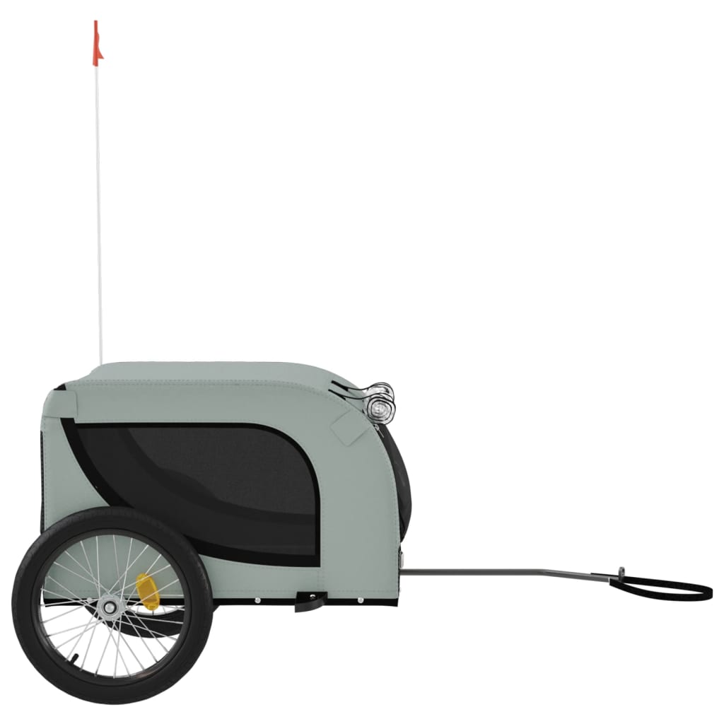 vidaXL Prikolica za bicikl za ljubimce sivo-crna od tkanine i željeza