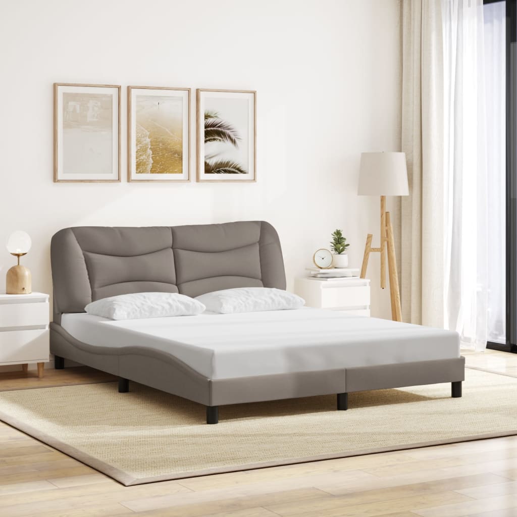 vidaXL Okvir za krevet s uzglavljem smeđesivi 160 x 200 cm od tkanine