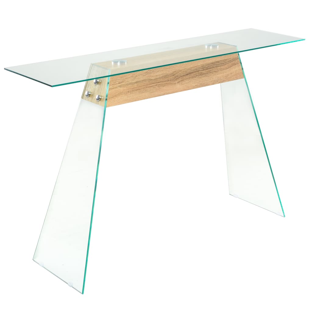 vidaXL Konzolni stol od stakla i MDF-a 120 x 30 x 76 cm boja hrasta