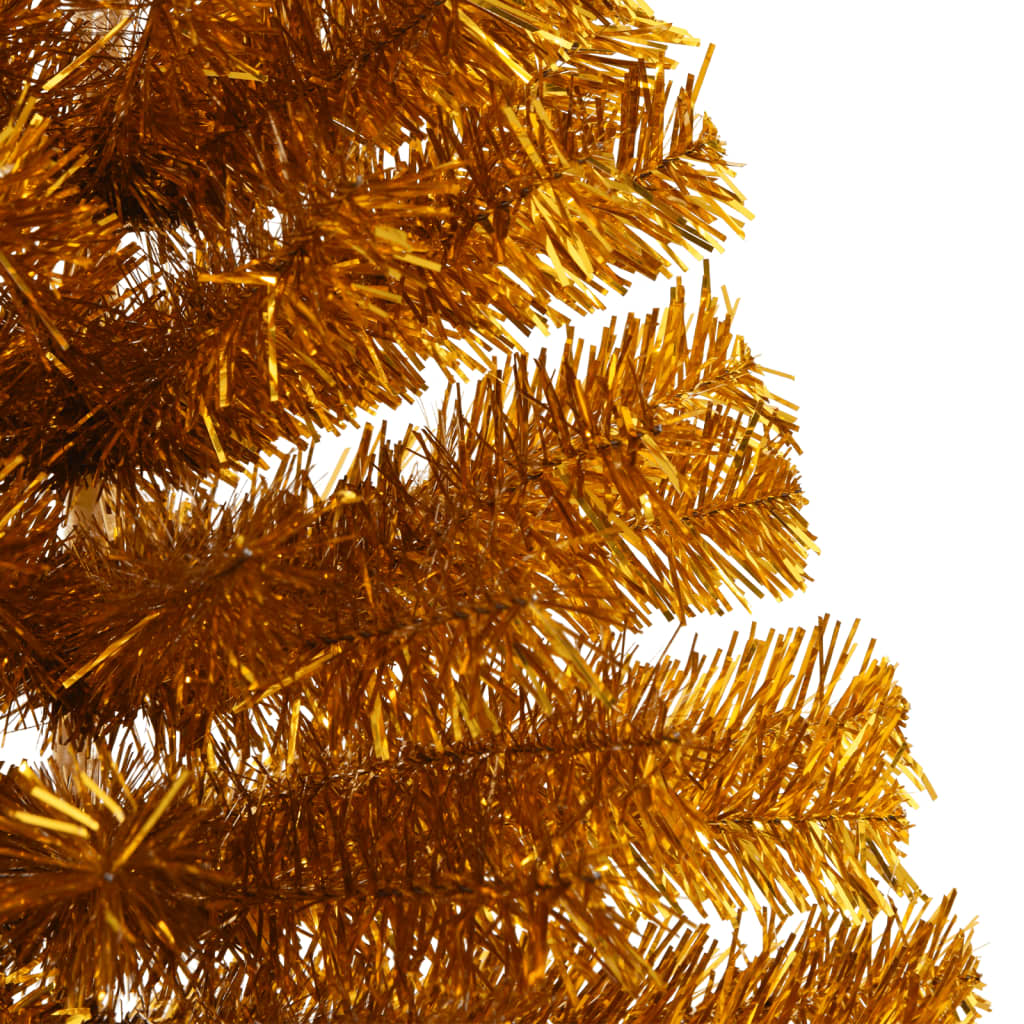 vidaXL Umjetna polovica božićnog drvca sa stalkom zlatna 180 cm PET