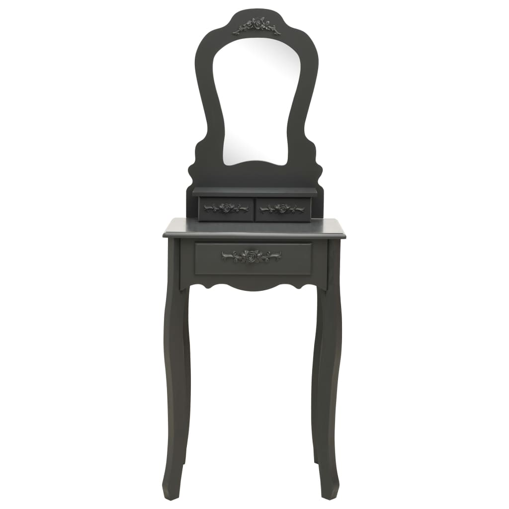 vidaXL Toaletni stolić sa stolcem sivi 50x59x136 cm od drva paulovnije