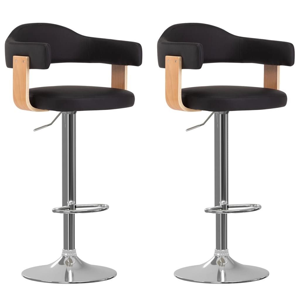 vidaXL Barski stolci 2 kom crni od savijenog drva i umjetne kože